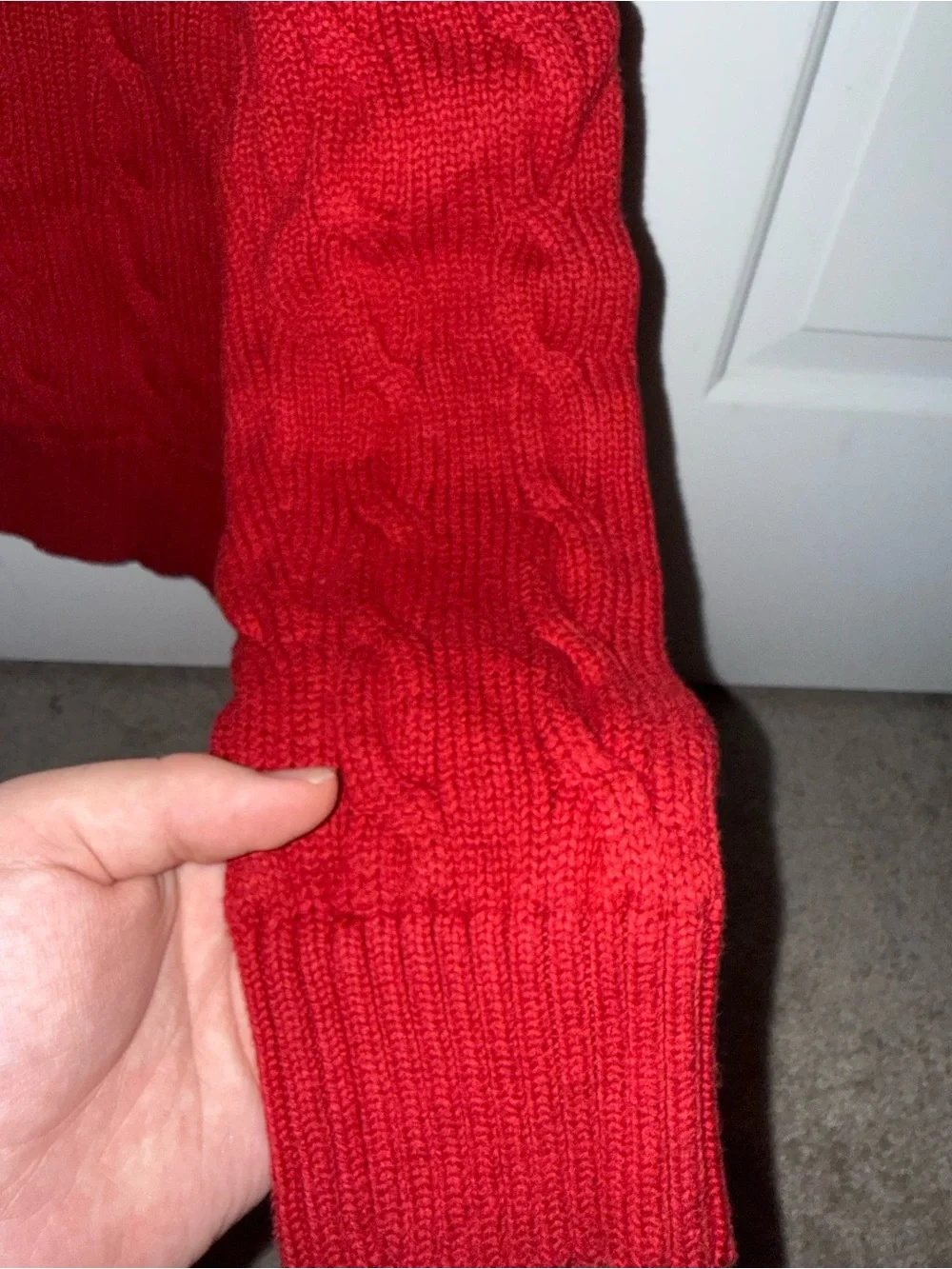 Polo by Ralph Lauren Red Cable-Knit Crewneck Sweater with Blue Pony